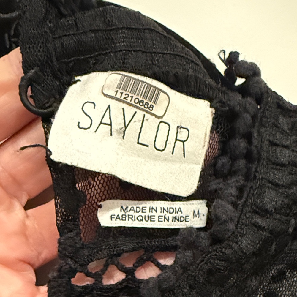SAYLOR Black Lace Blouse with Red Floral Embroidery - Picture 3 of 6